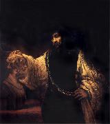 Rembrandt van rijn Aristotle with a Bust of Homer Spain oil painting artist